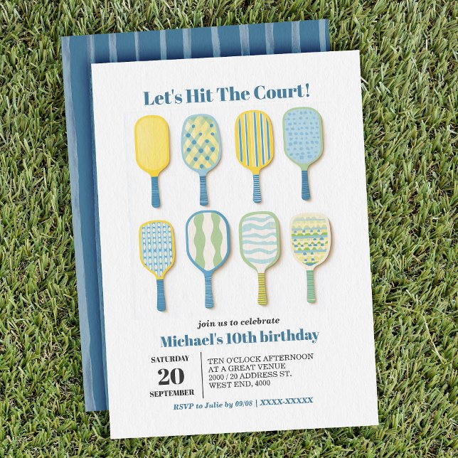 Simple Watercolor Elegant Pickleball Birthday Invitation (Serve up some fun with this stylish pickleball-themed birthday invitation.)