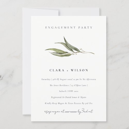 Simple Watercolor Eucalyptus Botanical Engagement Invitation