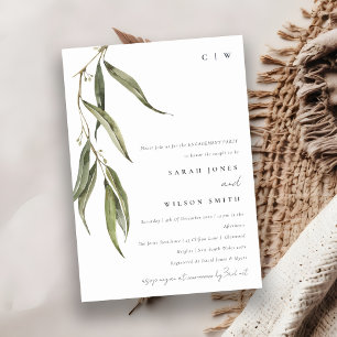 Simple Watercolor Eucalyptus Botanical Engagement Invitation