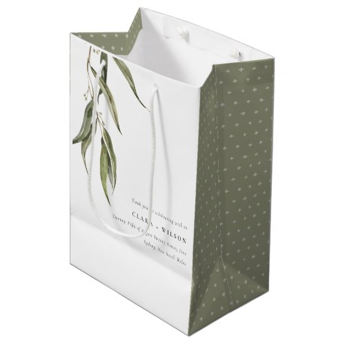 Simple Watercolor Eucalyptus Botanical Wedding Medium Gift Bag