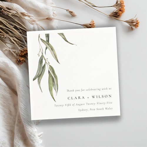 Simple Watercolor Eucalyptus Botanical Wedding Napkins