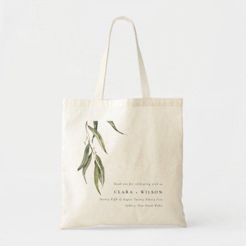 Simple Watercolor Eucalyptus Botanical Wedding Tote Bag