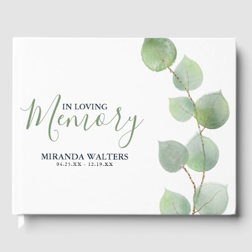 Simple Watercolor Eucalyptus Memorial Keepsake