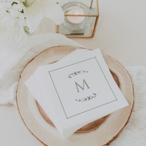 Simple Watercolor Eucalyptus Sage Green  Napkins