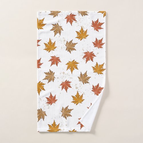 Simple Watercolor Fall Autumn Leaves Minimalist Hand Towel