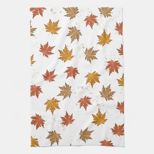 Simple Watercolor Fall Autumn Leaves Minimalist Kitchen Towel