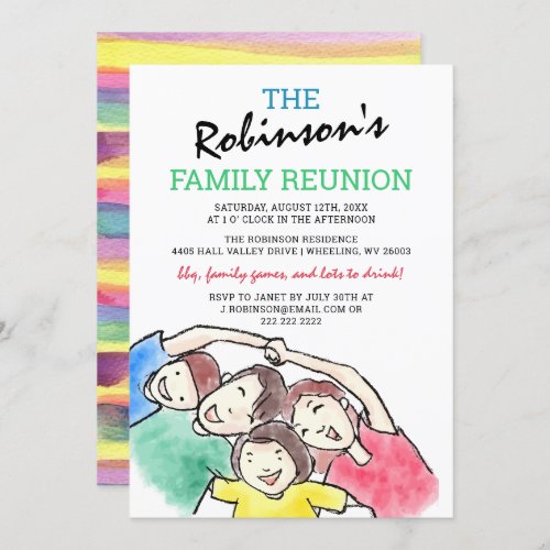 Simple Watercolor Family Reunion Invitation