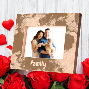 Simple Watercolor Family Valentines Gift Wooden Engraved Frames