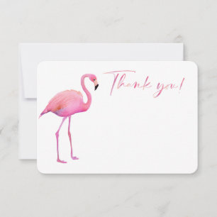 Simple Watercolor Flamingo Thank You Card