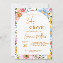 Simple Watercolor Floral Baby Shower Invitation