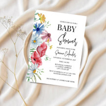 Simple Watercolor Floral Baby Shower Invitation