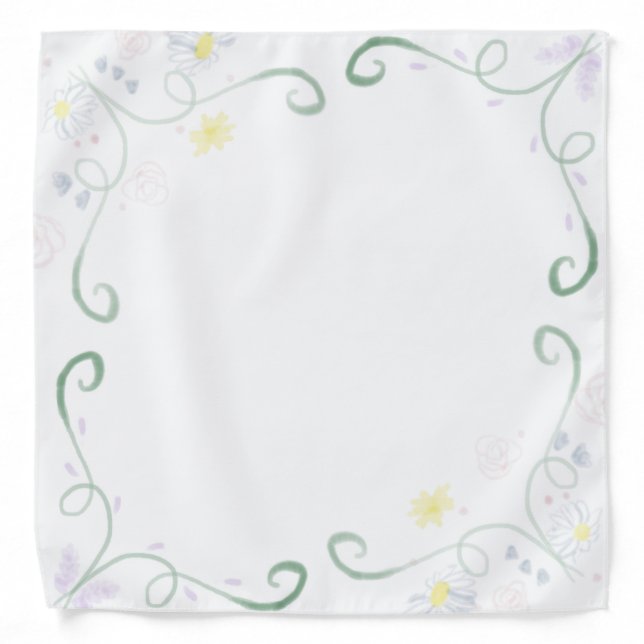 Simple Watercolor Floral Bandanna (Front)