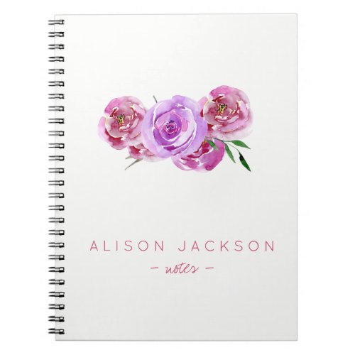 Simple watercolor floral bouquet mauve blush notebook