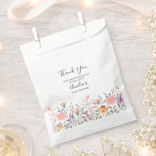 Simple Watercolor Floral Garden Baby shower Favor Bag