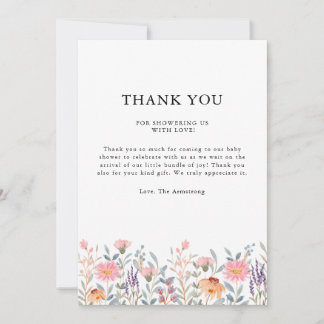 Simple Watercolor Floral Garden Baby Shower Thank You Card
