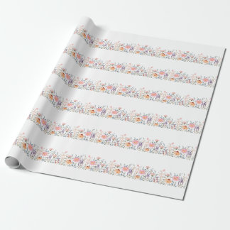 Simple Watercolor Floral Garden Baby Shower Wrapping Paper
