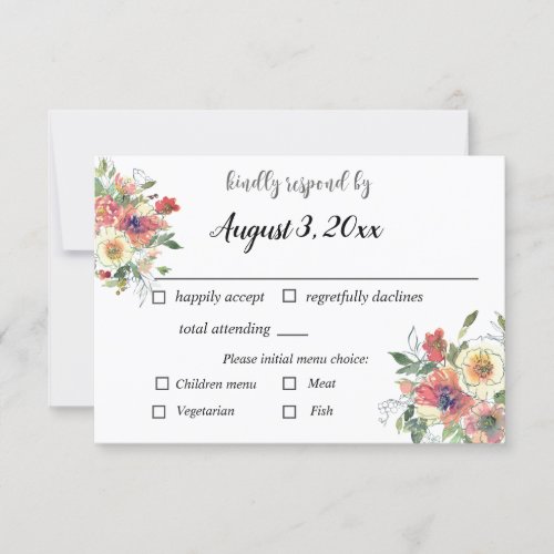 Simple watercolor floral minimalist dusty pink all RSVP card