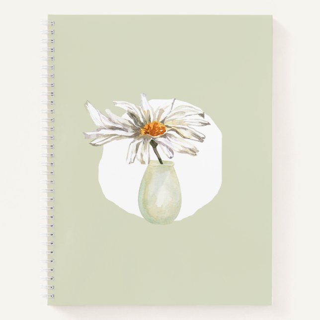 Simple watercolor floral Modern sage green Notebook (Front)