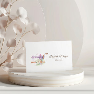 Simple Watercolor Floral Sewing Machine  Business Card
