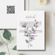 Simple watercolor Floral wedding details QR