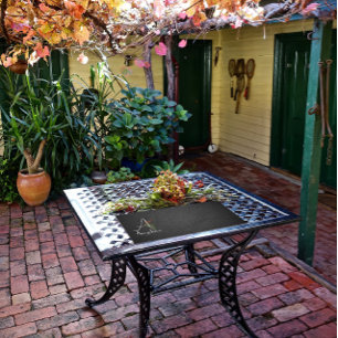Simple watercolor flower letter A Desk Mat