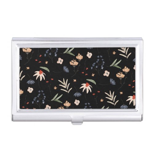Simple watercolor flowers 1 business card case