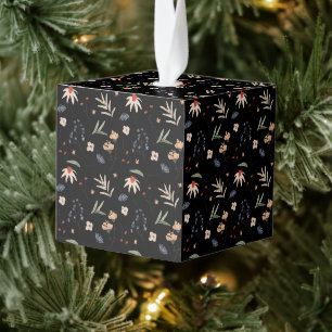 Simple watercolor flowers 1 cube ornament