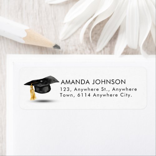 Simple Watercolor Graduation Hat Topper Label