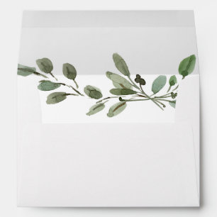 Simple Watercolor Greenery and Handwritten Script Envelope