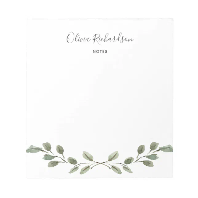 Botanical Notepad Simple Watercolor Greenery Botanical Notepad | Zazzle