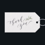 Simple Watercolor Greenery Calligraphy thank you Gift Tags<br><div class="desc">Modern calligraphy thank you gift tags with watercolor greenery foliage design and couples name on the back,  simple and elegant,  great for rustic wedding,  spring wedding and summer wedding. 
See all the matching pieces in collection</div>