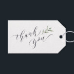 Simple Watercolor Greenery Calligraphy thank you Gift Tags<br><div class="desc">Modern calligraphy thank you gift tags with watercolor greenery foliage design and couples name on the back,  simple and elegant,  great for rustic wedding,  spring wedding and summer wedding. 
See all the matching pieces in collection</div>