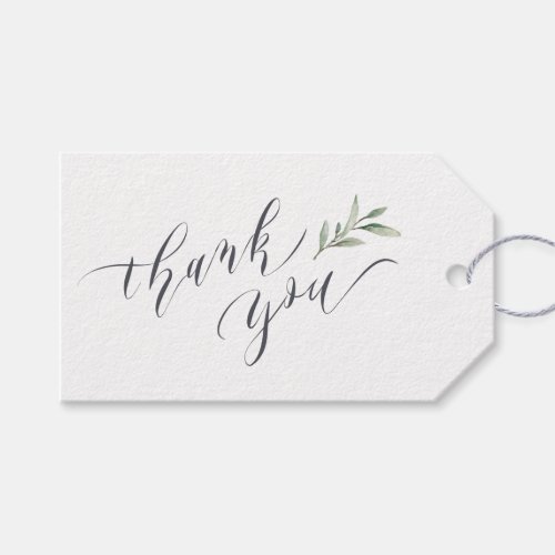 Simple Watercolor Greenery Calligraphy thank you Gift Tags