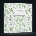 Simple Watercolor Greenery Eucalyptus Pattern 3 Ring Binder<br><div class="desc">Organize your taxes,  recipes,  notes and so much more with this whimsical and botanical-inspired binder. It features watercolor pattern of eucalyptus and other foliage. Personalize by adding your name or short phrase. This greenery binder will be perfect as a personalized gift. Matching items are available.</div>