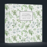 Simple Watercolor Greenery Eucalyptus Pattern 3 Ring Binder<br><div class="desc">Organize your taxes,  recipes,  notes and so much more with this whimsical and botanical-inspired binder. It features watercolor pattern of eucalyptus and other foliage. Personalize by adding your name or short phrase. This greenery binder will be perfect as a personalized gift. Matching items are available.</div>