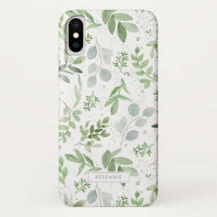Simple Watercolor Greenery Eucalyptus Pattern iPhone X Case
