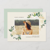 Simple Watercolor Greenery Floral Graduation Party Invitation Postcard (Front/Back)