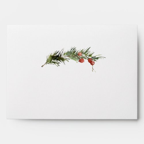 Simple Watercolor Greenery Foliage Christmas Card Envelope