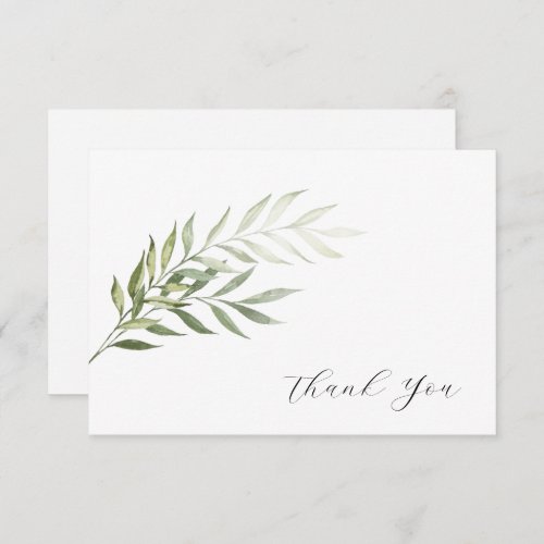 Simple Watercolor Greenery Funeral Thank You Card