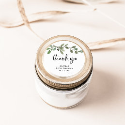 Simple Watercolor Greenery | Thank You Baby Shower Classic Round Sticker
