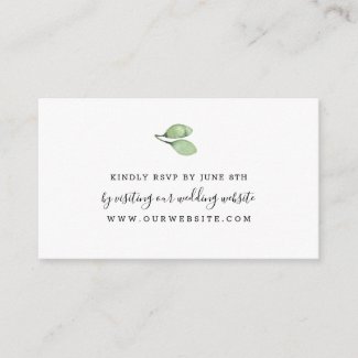 Simple watercolor greenery wedding RSVP online Enclosure Card
