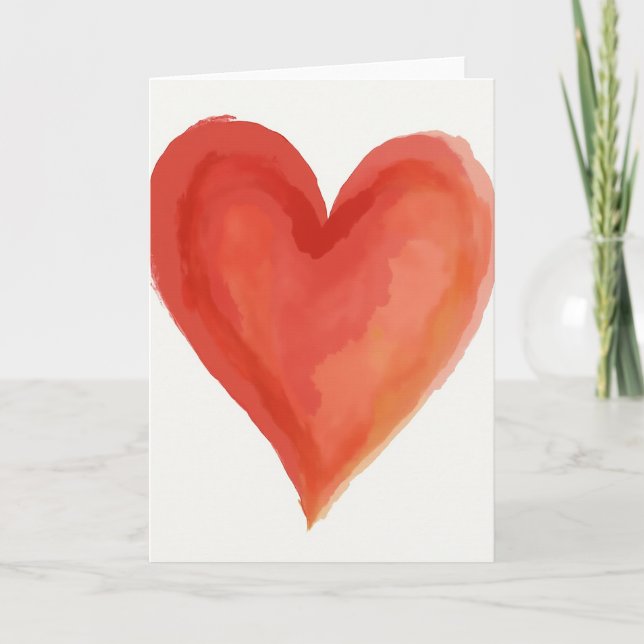 Simple Watercolor Heart Card (Front)