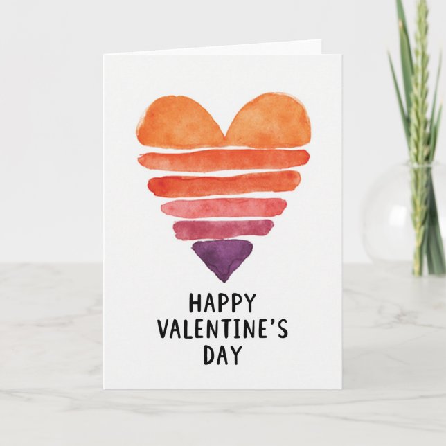 Simple Watercolor Heart Valentine Card (Front)