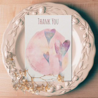 Simple Watercolor Hearts Thank You