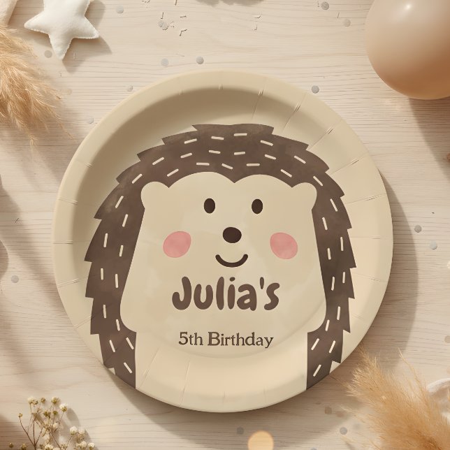 Simple watercolor Hedgehog Birthday  Paper Plates (Creator Uploaded)