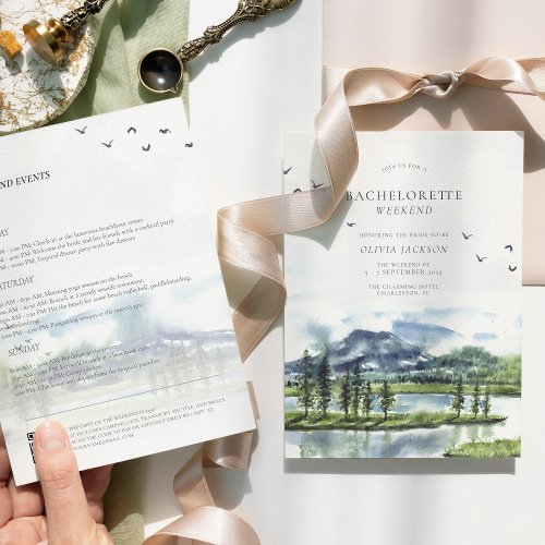 Simple Watercolor Lakeside Bachelorette Invitation