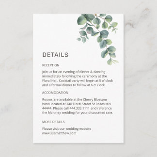 Simple Watercolor Leave Greenery Wedding Enclosure Card
