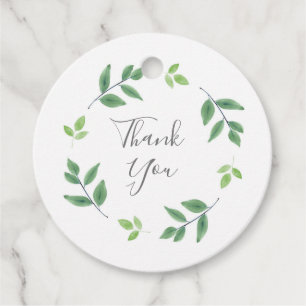 Simple Watercolor Leaves Wreath Favor Tags