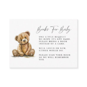 Simple Watercolor Little Bear Baby Shower Enclosure Card