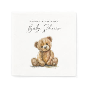 Simple Watercolor Little Bear Baby Shower Napkins
